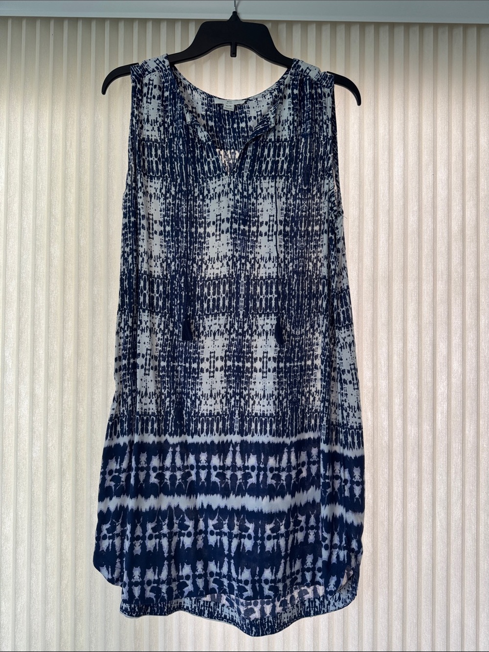 Sleeveless Navy Tie-Dye Print dress